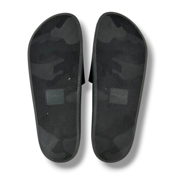 Men's FERRAGAMO Groove 2 Black and Maroon Gancini Pool Slide Sandals - Picture 5 of 10